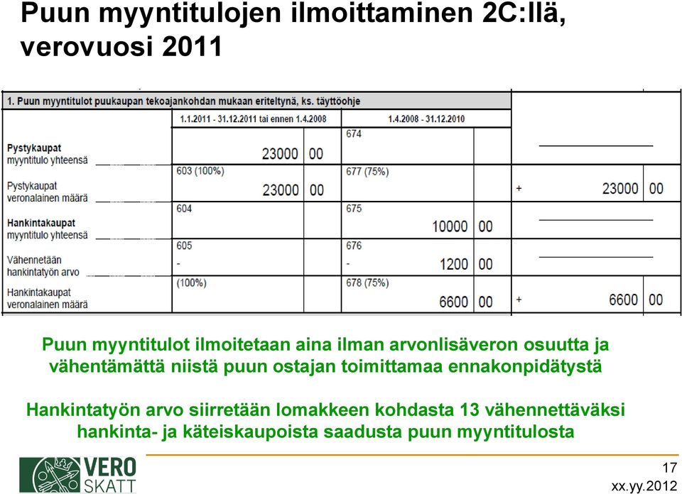 ostajan toimittamaa ennakonpidätystä Hankintatyön arvo siirretään lomakkeen