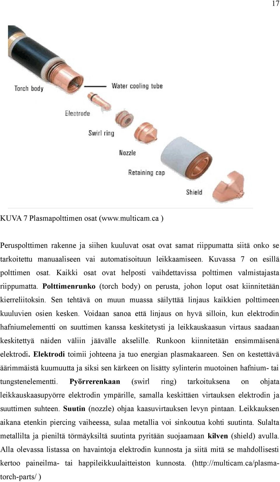 Sen tehtävä on muun muassa säilyttää linjaus kaikkien polttimeen kuuluvien osien kesken.