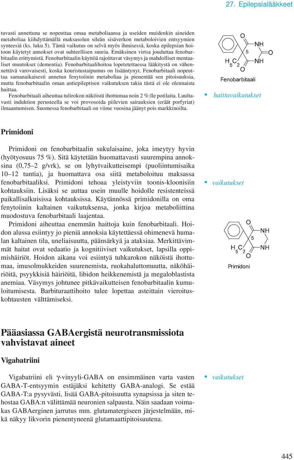 Fenobarbitaalin käyttöä rajoittavat väsymys ja mahdolliset mentaaliset muutokset (dementia).