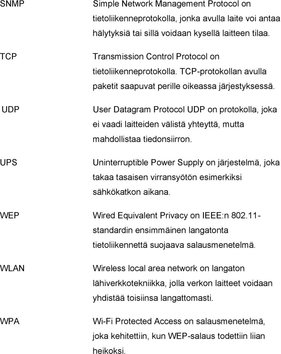 User Datagram Protocol UDP on protokolla, joka ei vaadi laitteiden välistä yhteyttä, mutta mahdollistaa tiedonsiirron.