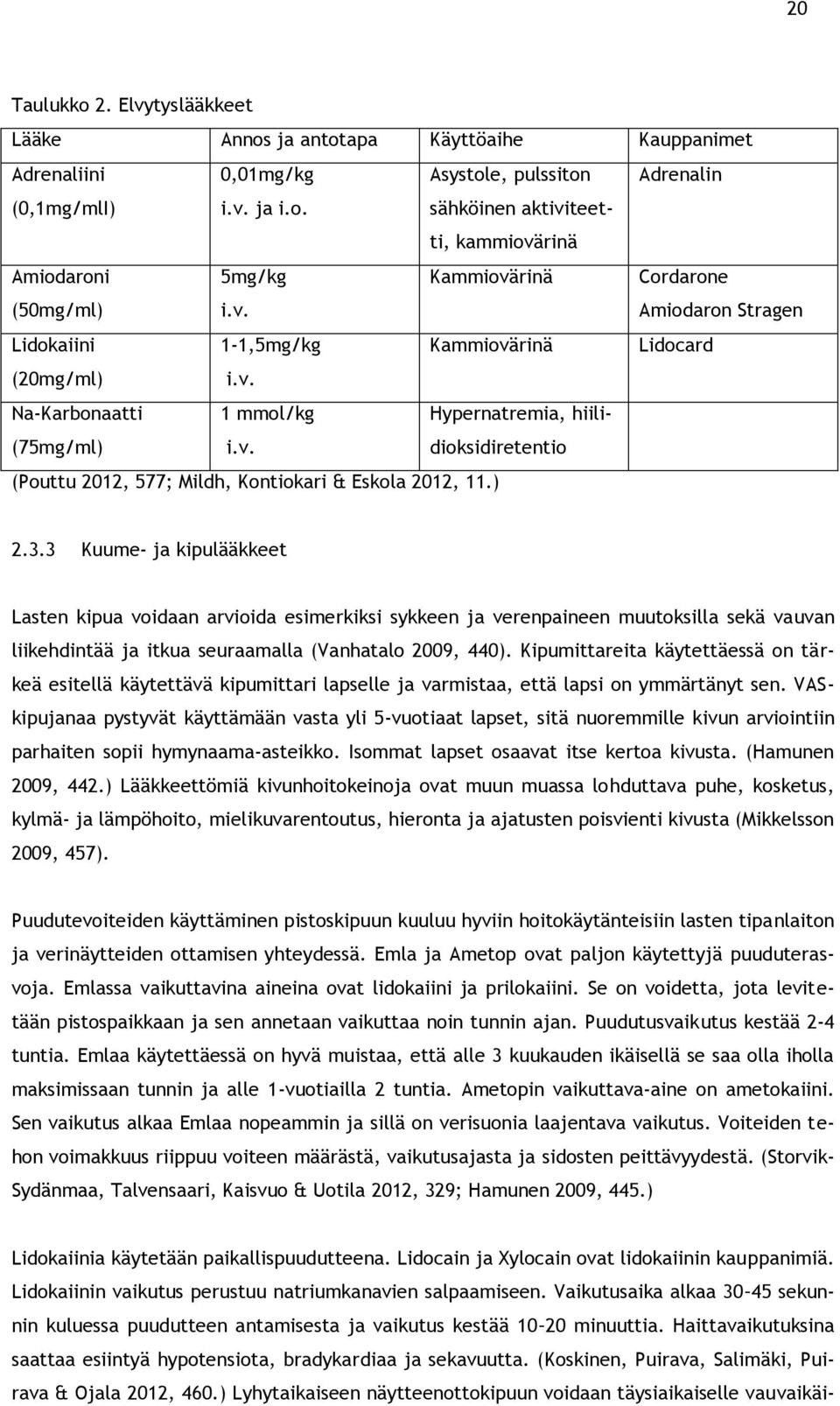 ) 2.3.3 Kuume- ja kipulääkkeet Lasten kipua voidaan arvioida esimerkiksi sykkeen ja verenpaineen muutoksilla sekä vauvan liikehdintää ja itkua seuraamalla (Vanhatalo 2009, 440).