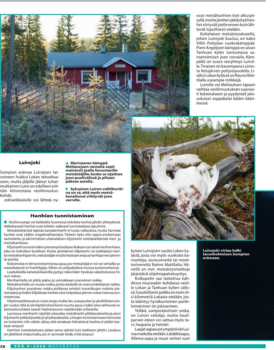 Kämpältä on suora vesiyhteys Luirolle.Tinanen on kauempana Luirosta Kelujärven pohjoispuolella. Lisäksi Lokan kylässä on Rauno Mattilalla useampia mökkejä.