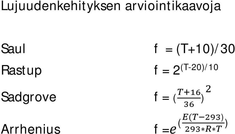 Sadgrove Arrhenius f =