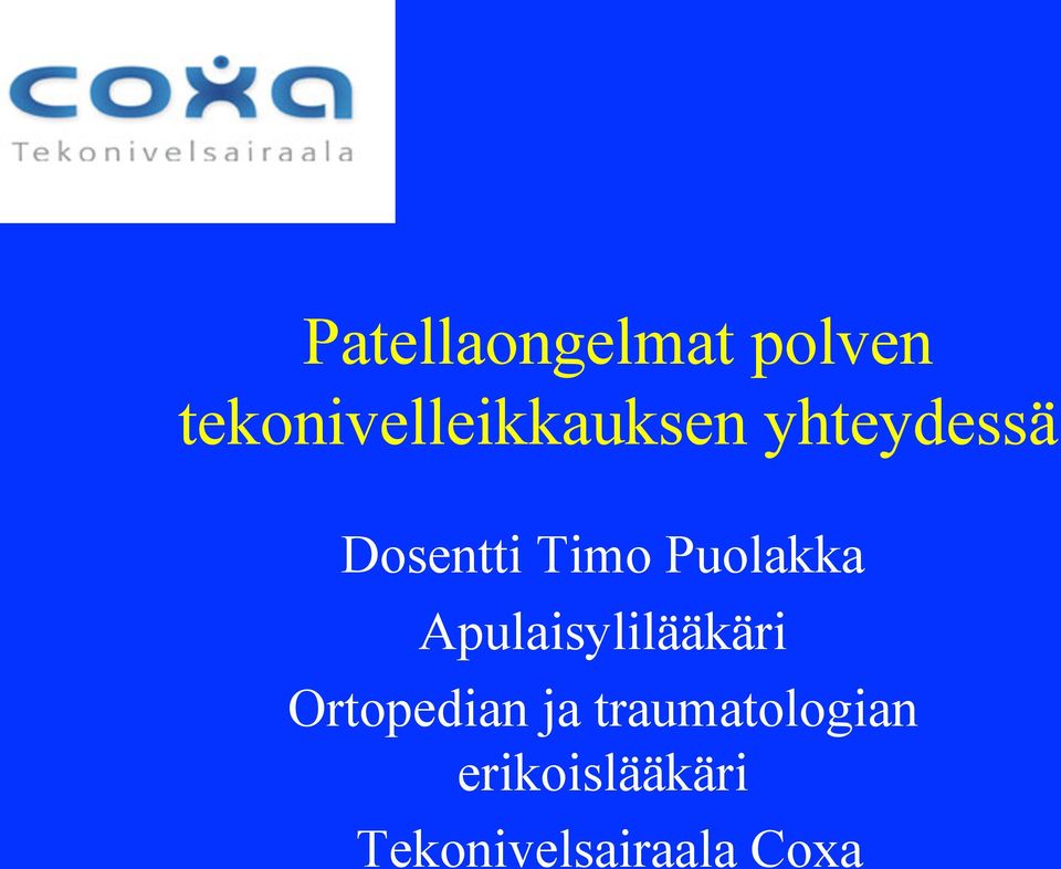 Timo Puolakka Apulaisylilääkäri
