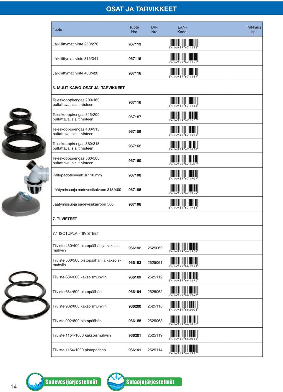 tiivisteen Teleskooppirengas 560/35, pultattava, sis. tiivisteen Teleskooppirengas 560/500, pultattava, sis.