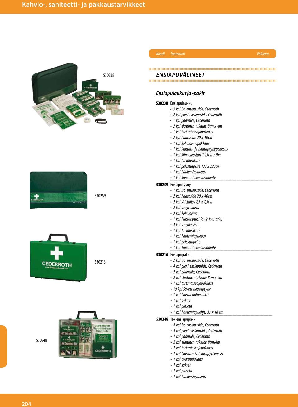 kpl kiinnelaastari 1,25cm x 9m 1 kpl turvaleikkuri 1 kpl pelastuspeite 130 x 220cm 1 kpl hätäensiapuopas 1 kpl korvaushakemuslomake 530259 Ensiaputyyny 1 kpl iso ensiapuside, Cederroth 2 kpl