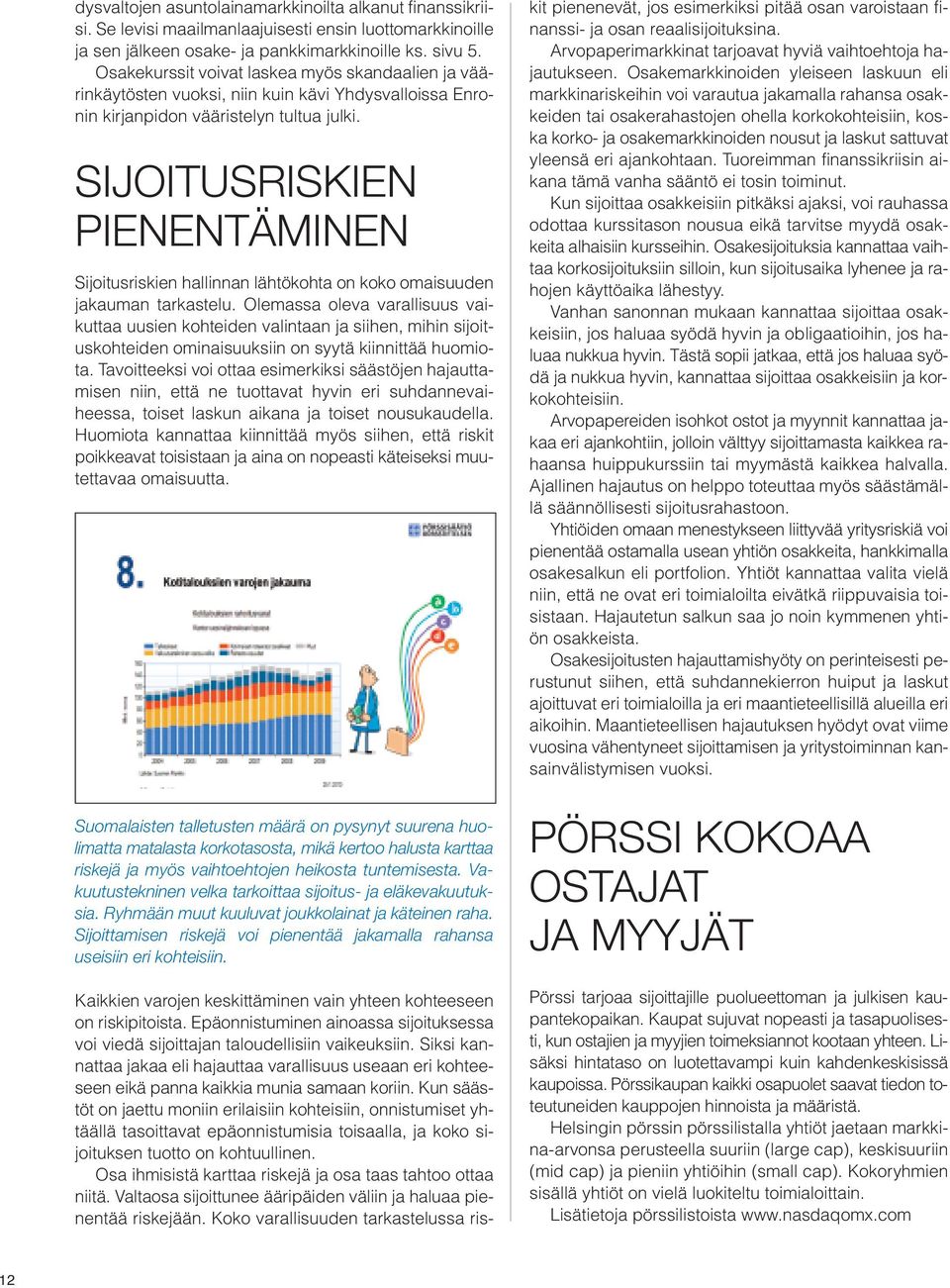 SIJOITUSRISKIEN PIENENTÄMINEN Sijoitusriskien hallinnan lähtökohta on koko omaisuuden jakauman tarkastelu.