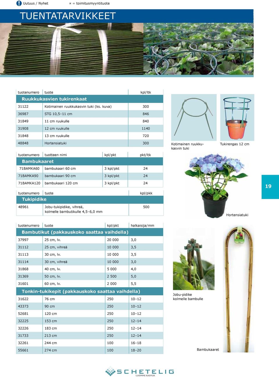 bambukaari 60 cm 3 kpl/pkt 24 71BAMKA90 bambukaari 90 cm 3 kpl/pkt 24 Kotimainen ruukkukasvin tuki Tukirengas 12 cm 71BAMKA120 bambukaari 120 cm 3 kpl/pkt 24 tuotenumero tuote kpl/pkk Tukipidike 19