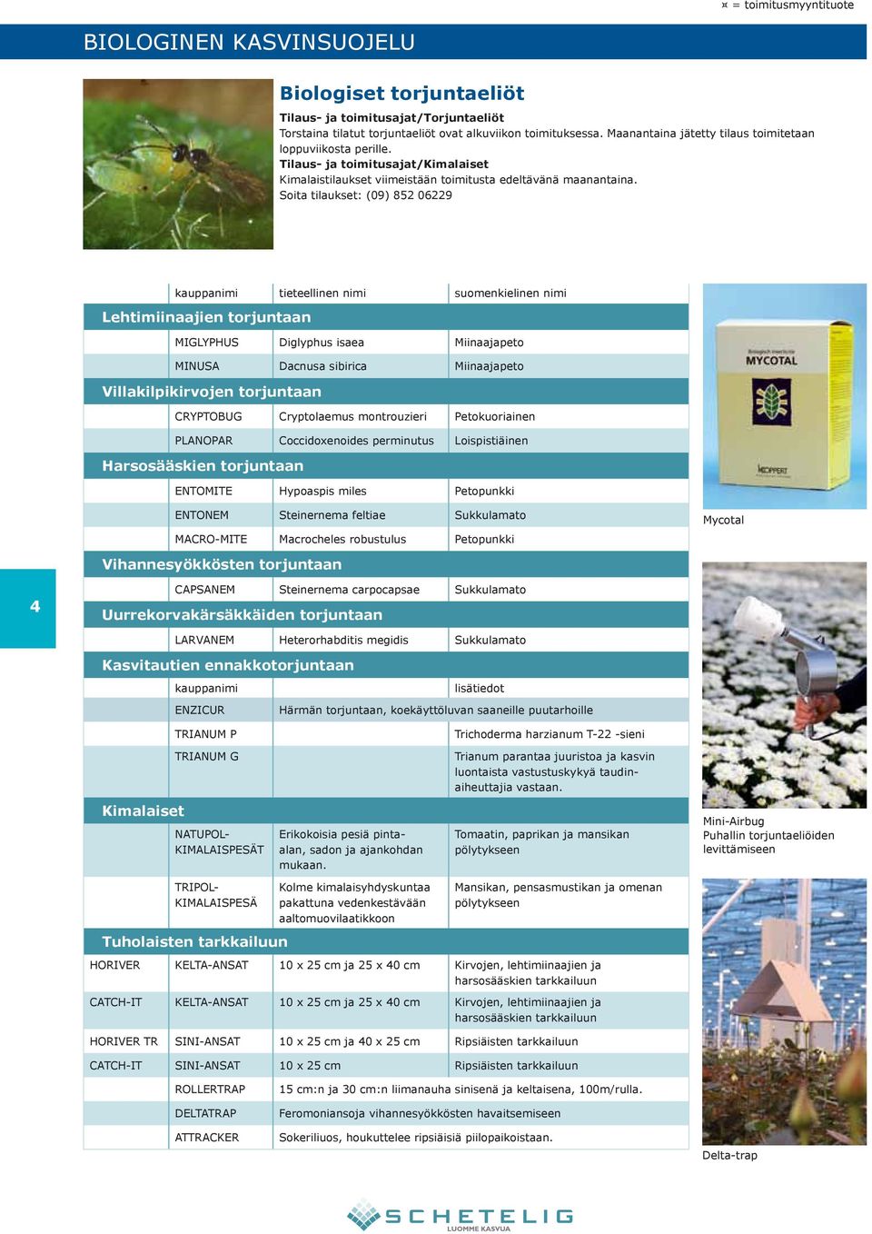 Soita tilaukset: (09) 852 06229 kauppanimi tieteellinen nimi suomenkielinen nimi Lehtimiinaajien torjuntaan MIGLYPHUS Diglyphus isaea Miinaajapeto MINUSA Dacnusa sibirica Miinaajapeto