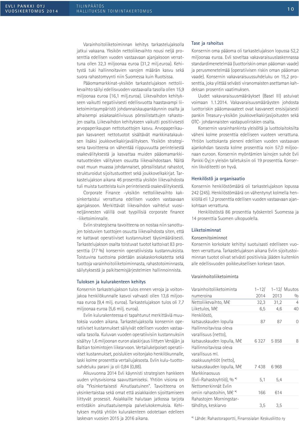 Kehitystä tuki hallinnoitavien varojen määrän kasvu sekä suora rahastomyynti niin Suomessa kuin Ruotsissa.