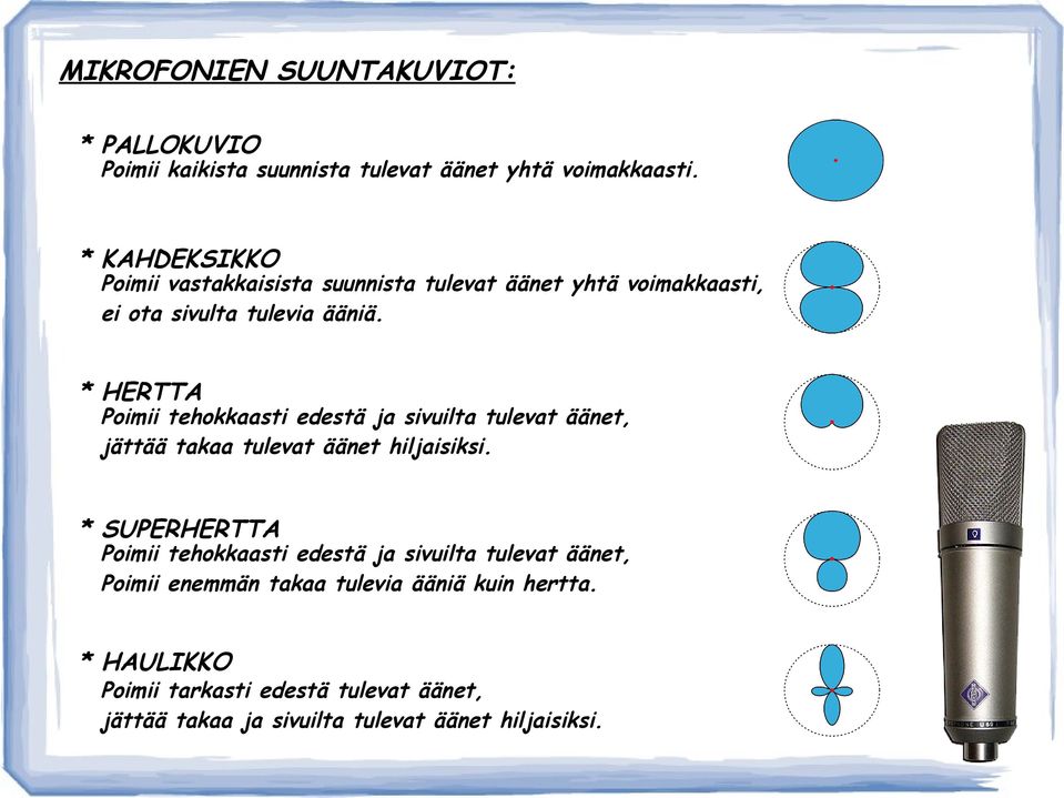 * HERTTA Poimii tehokkaasti edestä ja sivuilta tulevat äänet, jättää takaa tulevat äänet hiljaisiksi.