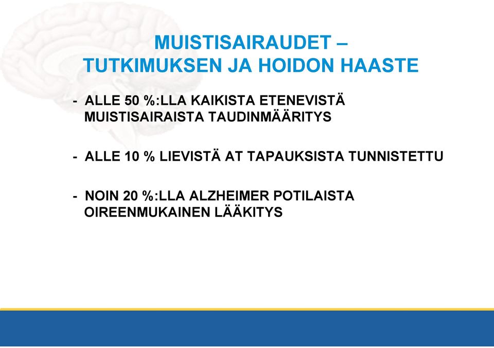 TAUDINMÄÄRITYS - ALLE 10 % LIEVISTÄ AT TAPAUKSISTA