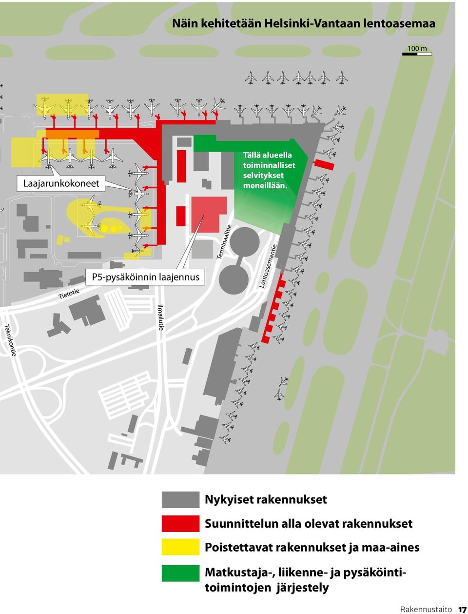 Tietotie P5-pysäköinnin laajennus Terminaalitie Lentoasemantie Ilmailutie Teknikontie Nykyiset