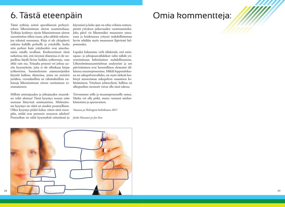 Kirja ei ole yleispätevä ratkaisu kaikille perheille ja yrityksille, koska niin perheet kuin yrityksetkin ovat ainutlaatuisia omalla tavallaan.