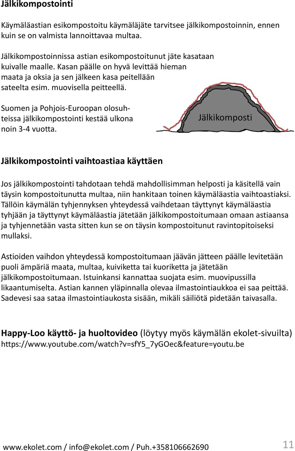 Suomen ja Pohjois-Euroopan olosuhteissa jälkikompostointi kestää ulkona noin 3-4 vuotta.