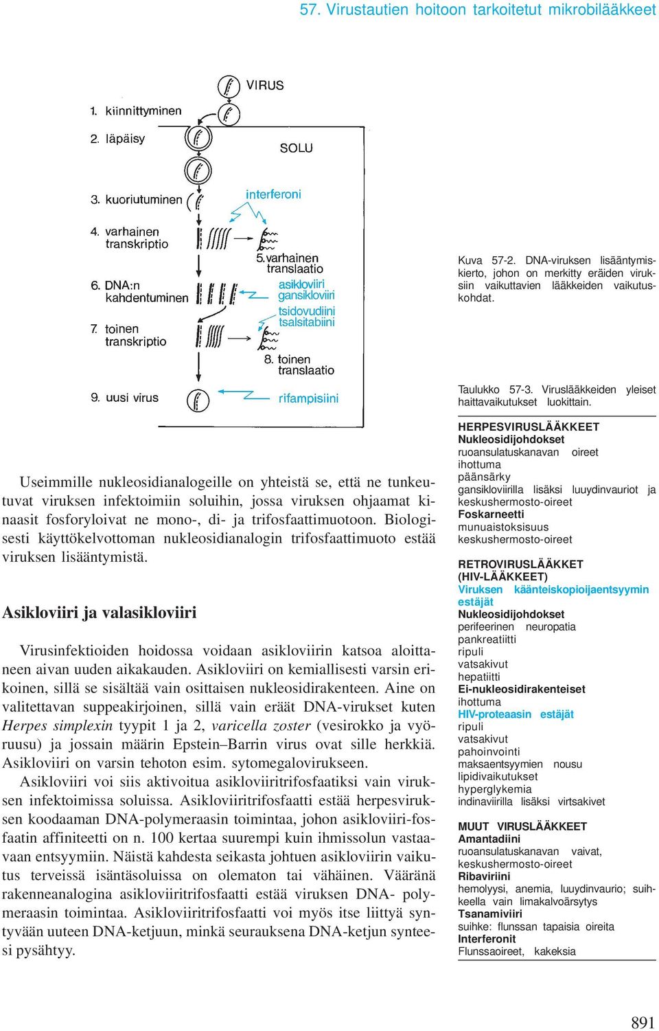 Useimmille nukleosidianalogeille on yhteistä se, että ne tunkeutuvat viruksen infektoimiin soluihin, jossa viruksen ohjaamat kinaasit fosforyloivat ne mono-, di- ja trifosfaattimuotoon.
