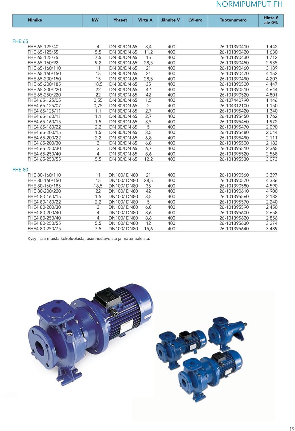 400 26-101390470 4 152 FHE 65-200/150 15 DN 80/DN 65 28,5 400 26-101390490 4 203 FHE 65-200/185 18,5 DN 80/DN 65 35 400 26-101390500 4 447 FHE 65-200/220 22 DN 80/DN 65 42 400 26-101390510 4 644 FHE