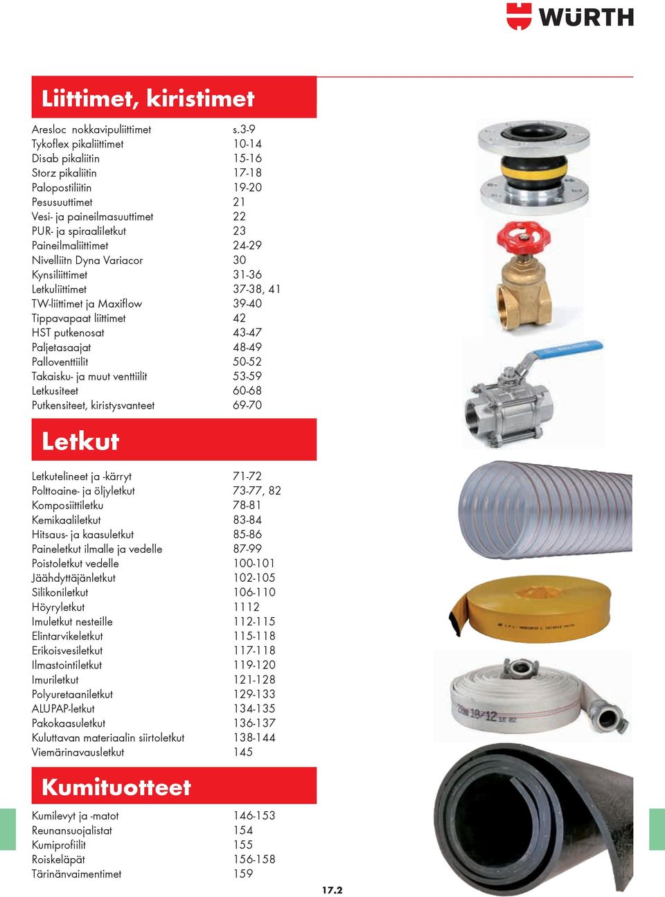 Nivelliitn Dyna Variacor 30 Kynsiliittimet 31-36 Letkuliittimet 37-38, 41 TW-liittimet ja Maxiflow 39-40 Tippavapaat liittimet 42 HST putkenosat 43-47 Paljetasaajat 48-49 Palloventtiilit 50-52