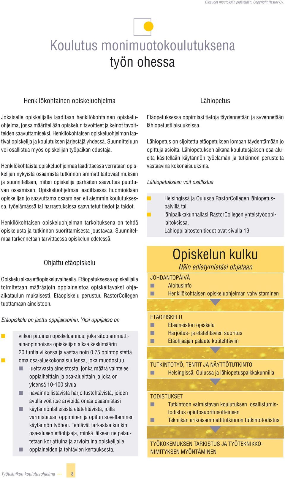 Henkilökohtaista opiskeluohjelmaa laadittaessa verrataan opiskelijan nykyistä osaamista tutkinnon ammattitaitovaatimuksiin ja suunnitellaan, miten opiskelija parhaiten saavuttaa puuttuvan osaamisen.