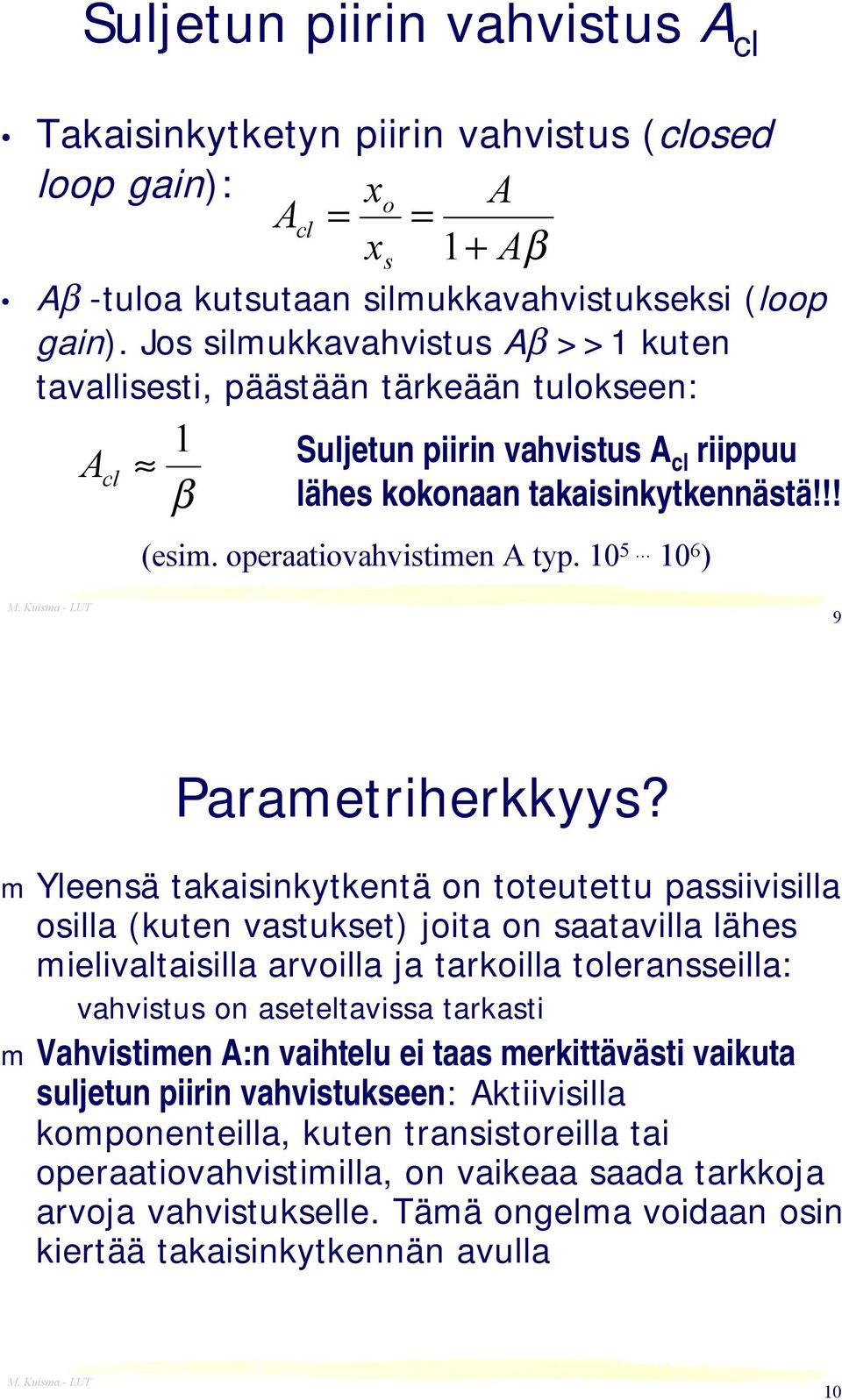 .. 6 ) 9 Parametriherkkyys?