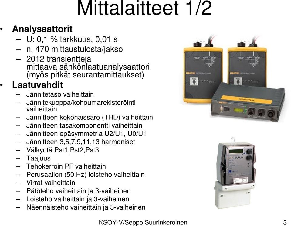 Jännitekuoppa/kohoumarekisteröinti vaiheittain Jännitteen kokonaissärö (THD) vaiheittain Jännitteen tasakomponentti vaiheittain Jännitteen epäsymmetria U2/U1, U0/U1