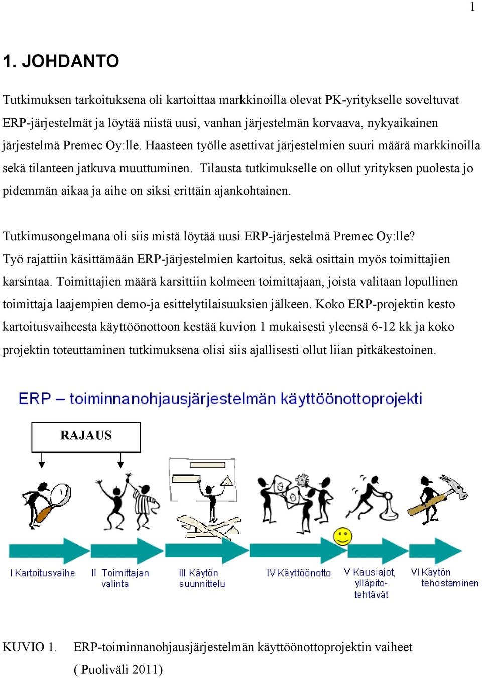 Tilausta tutkimukselle on ollut yrityksen puolesta jo pidemmän aikaa ja aihe on siksi erittäin ajankohtainen. Tutkimusongelmana oli siis mistä löytää uusi ERP-järjestelmä Premec Oy:lle?