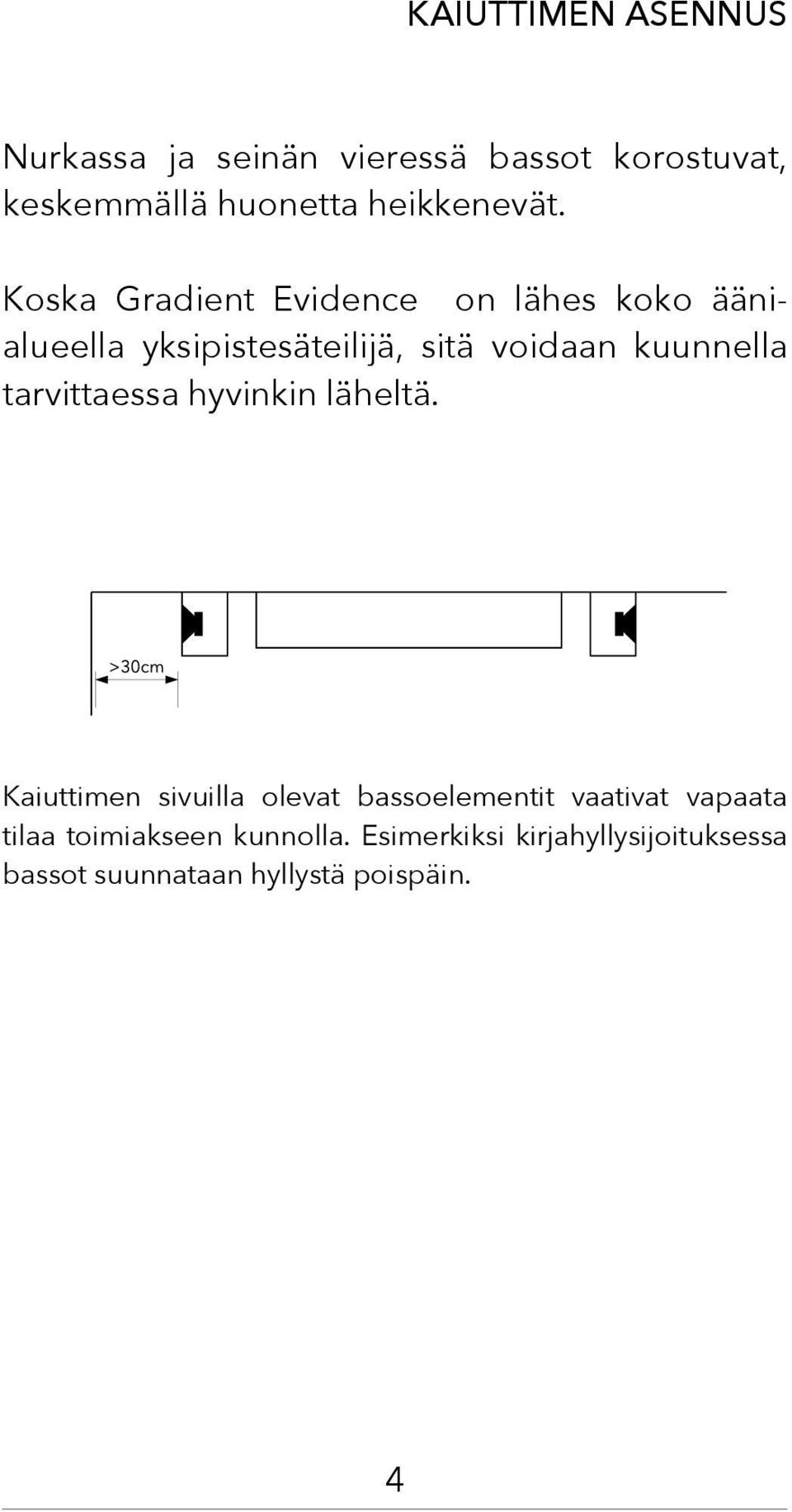 Koska Gradient Evidence on lähes koko äänialueella yksipistesäteilijä, sitä voidaan kuunnella