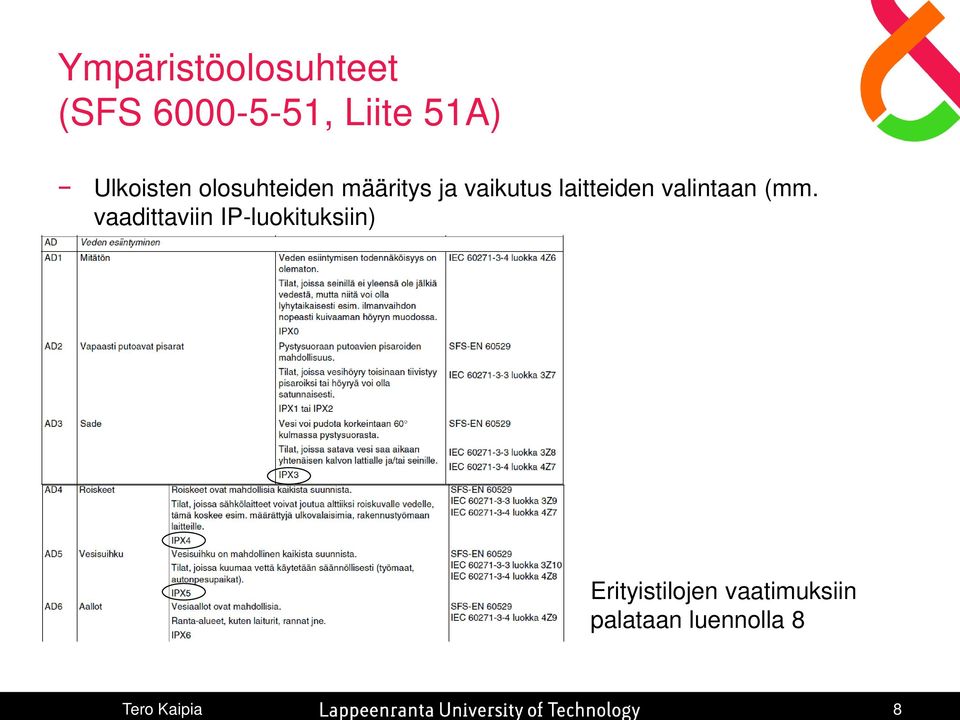 vaikutus laitteiden valintaan (mm.