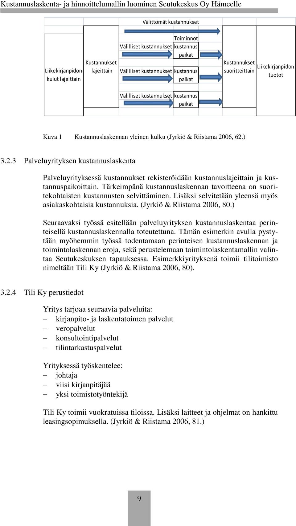 06, 62.) 3.2.3 Palveluyrityksen kustannuslaskenta Palveluyrityksessä kustannukset rekisteröidään kustannuslajeittain ja kustannuspaikoittain.