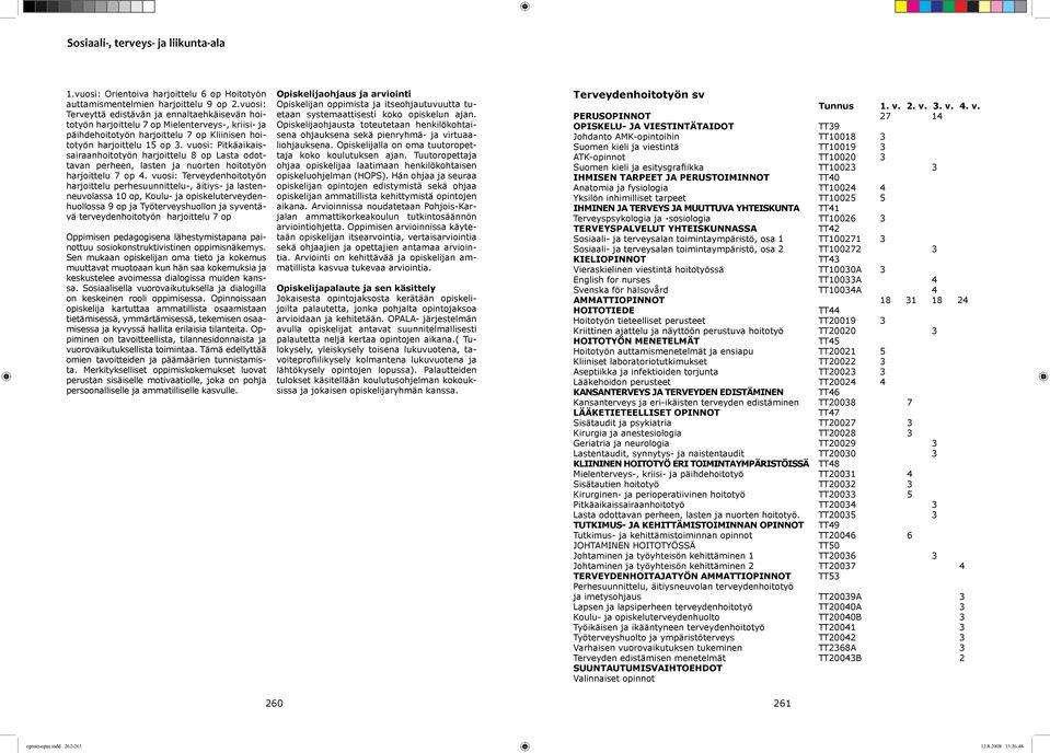 vuosi: Pitkäaikaissairaanhoitotyön harjoittelu 8 op Lasta odottavan perheen, lasten ja nuorten hoitotyön harjoittelu 7 op 4.