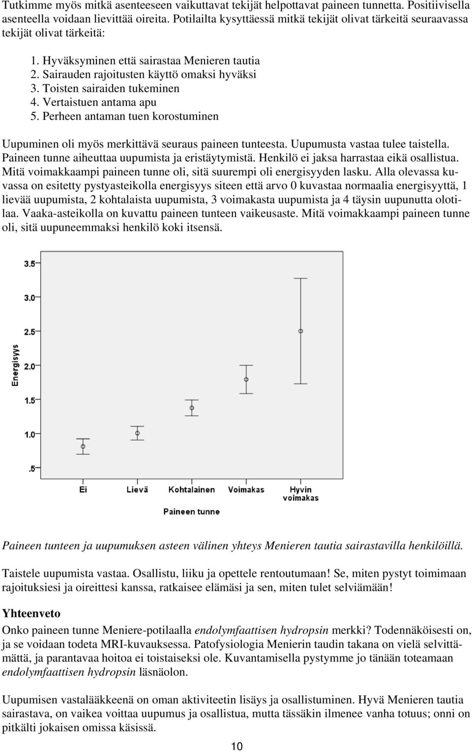 Toisten sairaiden tukeminen 4. Vertaistuen antama apu 5. Perheen antaman tuen korostuminen Uupuminen oli myös merkittävä seuraus paineen tunteesta. Uupumusta vastaa tulee taistella.