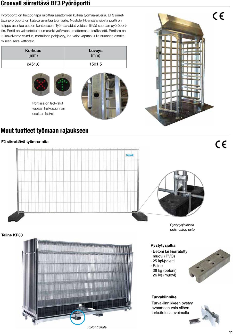 Portissa on kulunvalvonta valmius, metallinen pohjalevy, led-valot vapaan kulkusuunnan osotitamiseen sekä kattovalo. 2451,6 1501,5 Portissa on led-valot vapaan kulkusuunnan osoittamiseksi.