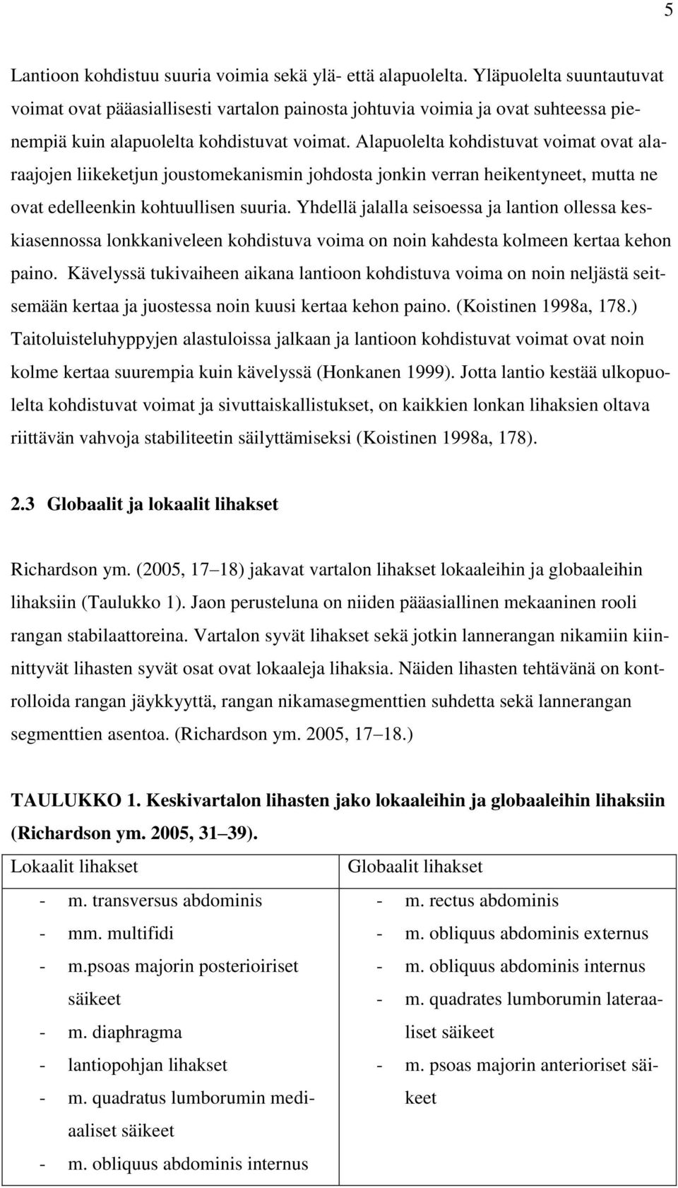 Alapuolelta kohdistuvat voimat ovat alaraajojen liikeketjun joustomekanismin johdosta jonkin verran heikentyneet, mutta ne ovat edelleenkin kohtuullisen suuria.