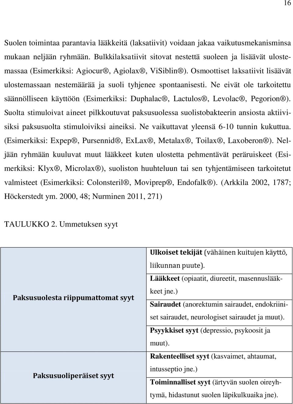 Osmoottiset laksatiivit lisäävät ulostemassaan nestemäärää ja suoli tyhjenee spontaanisesti. Ne eivät ole tarkoitettu säännölliseen käyttöön (Esimerkiksi: Duphalac, Lactulos, Levolac, Pegorion ).