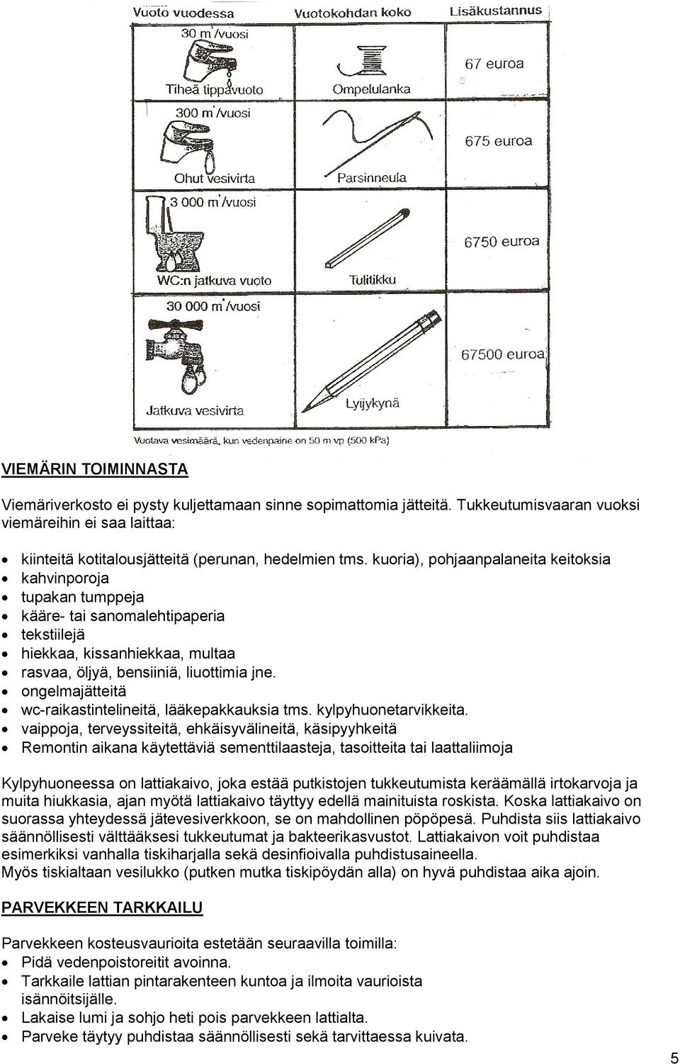 ongelmajätteitä wc-raikastintelineitä, lääkepakkauksia tms. kylpyhuonetarvikkeita.