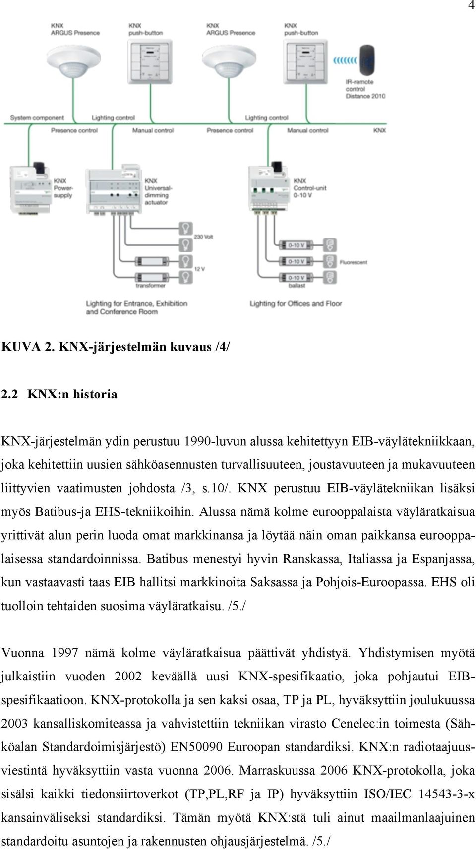 vaatimusten johdosta /3, s.10/. KNX perustuu EIB-väylätekniikan lisäksi myös Batibus-ja EHS-tekniikoihin.