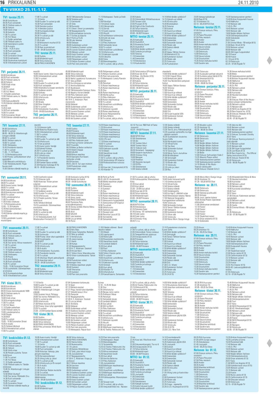 50 Ensyklopedia 16.00 Eduskunnan kyselytunti 16.55 Viittomakieliset uutiset 17.00 Tv-uutiset 17.10 Emilie 18.00 Kuuden Tv-uutiset ja sää 18.30 Puoli seitsemän 19.00 Ihmisten puolue 19.