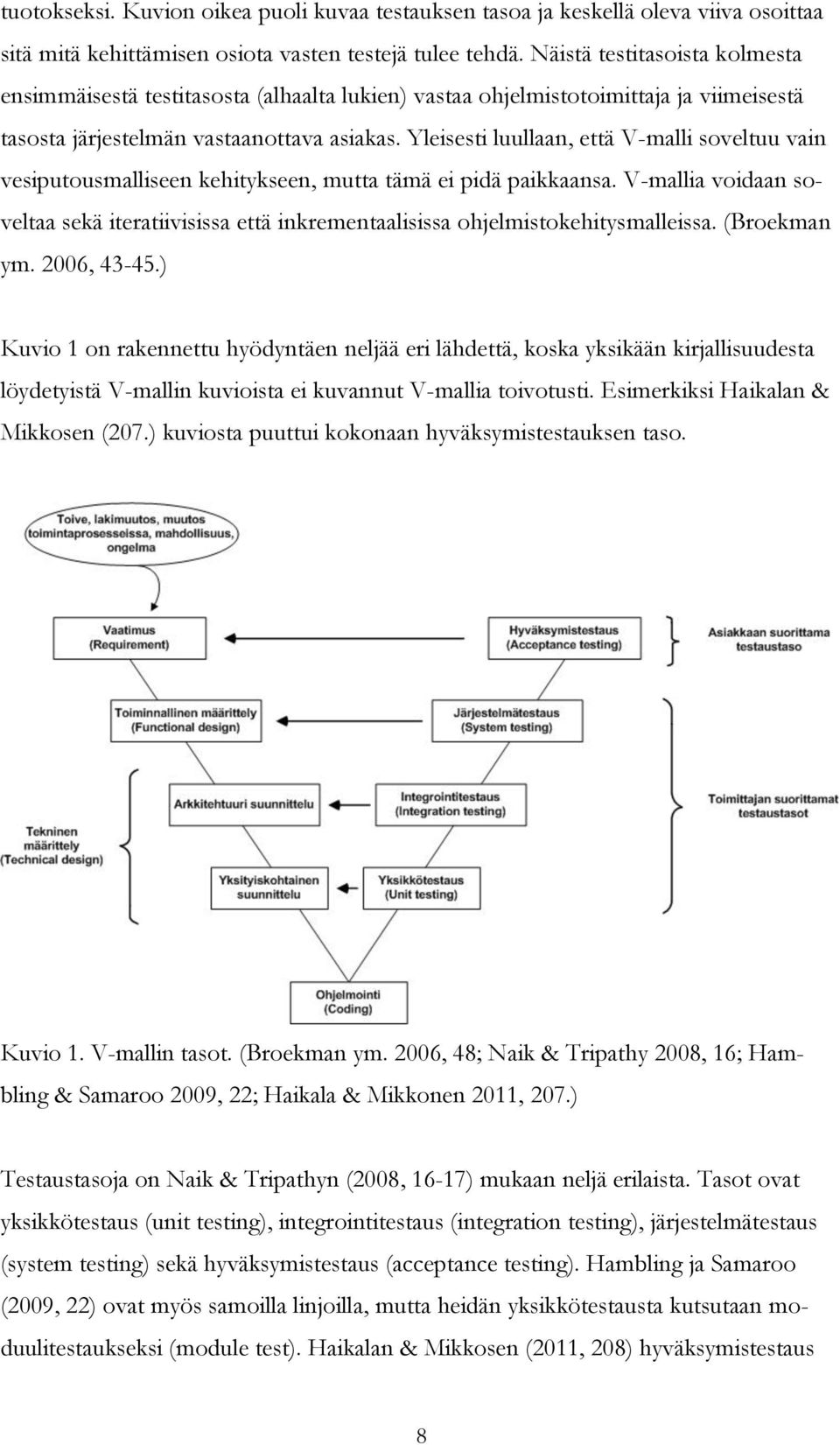 Yleisesti luullaan, että V-malli soveltuu vain vesiputousmalliseen kehitykseen, mutta tämä ei pidä paikkaansa.