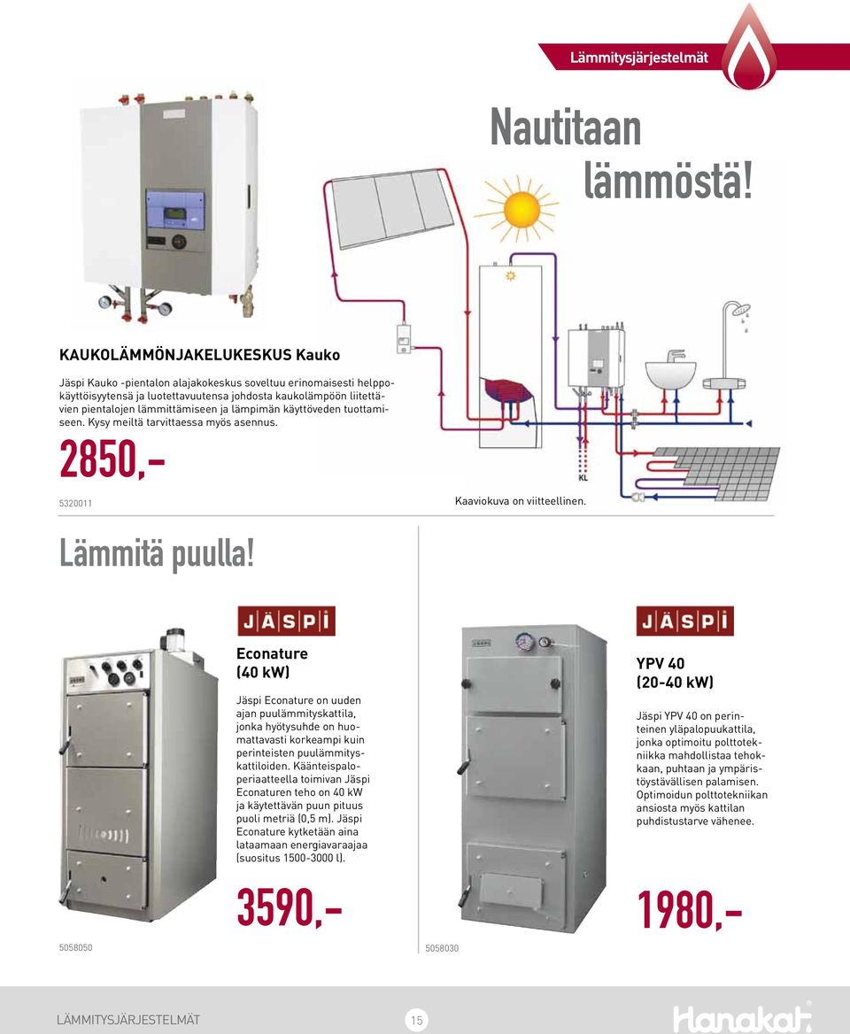 lämpimän käyttöveden tuottamiseen. Kysy meiltä tarvittaessa myös asennus. 2850,- 5320011 Kaaviokuva on viitteellinen. Lämmitä puulla!