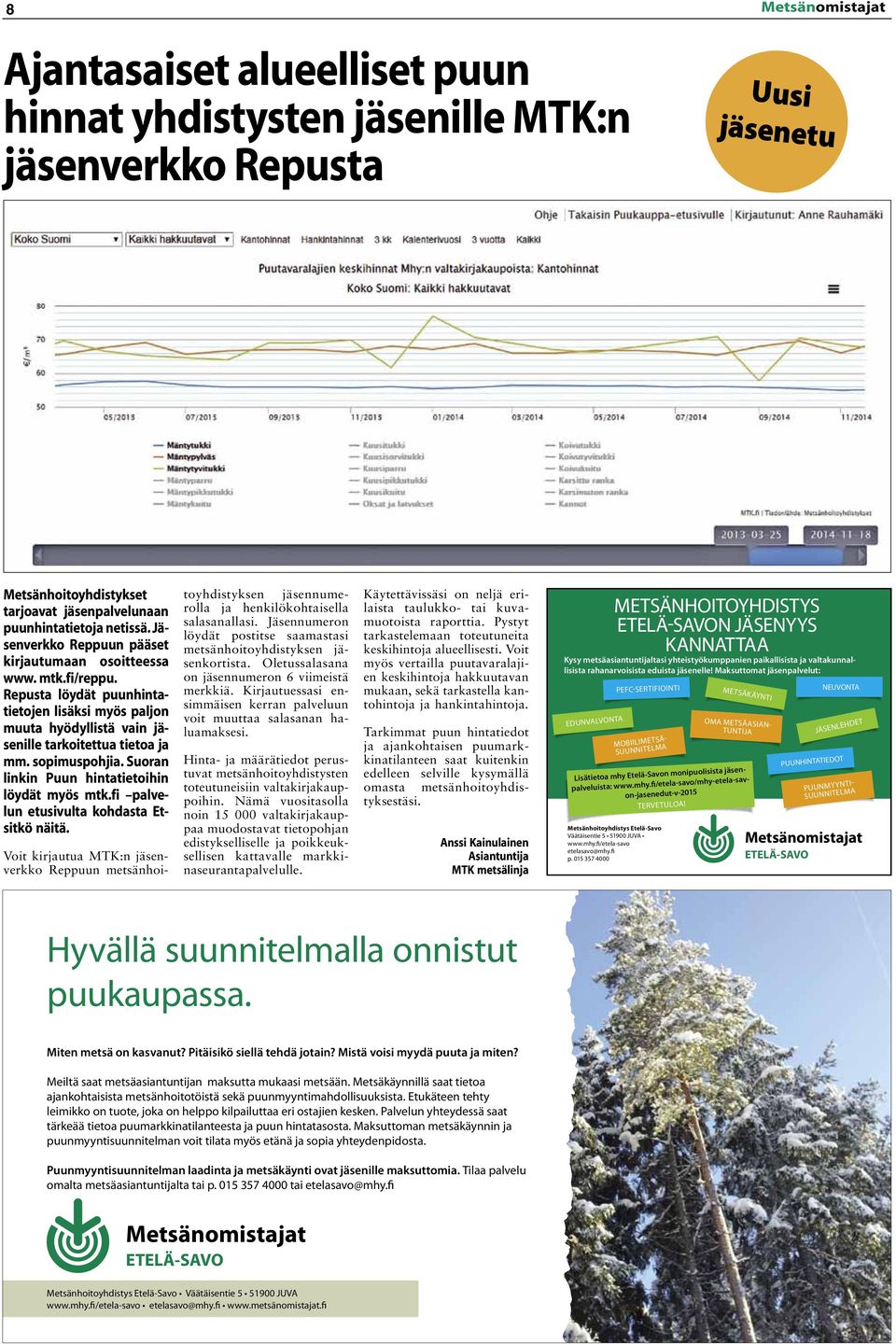 Suoran linkin Puun hintatietoihin löydät myös mtk.fi palvelun etusivulta kohdasta Etsitkö näitä.