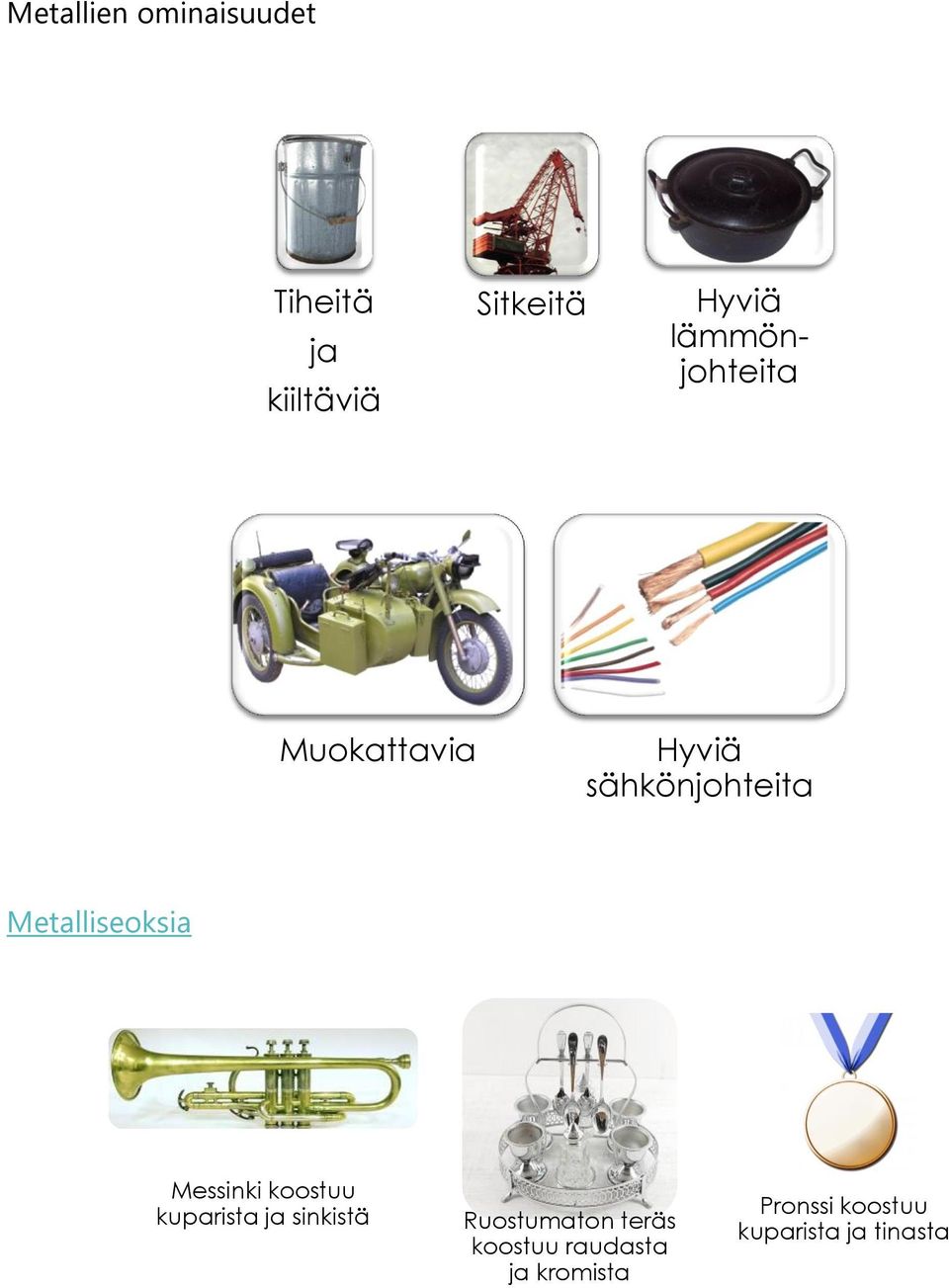 Metalliseoksia Messinki koostuu kuparista ja sinkistä