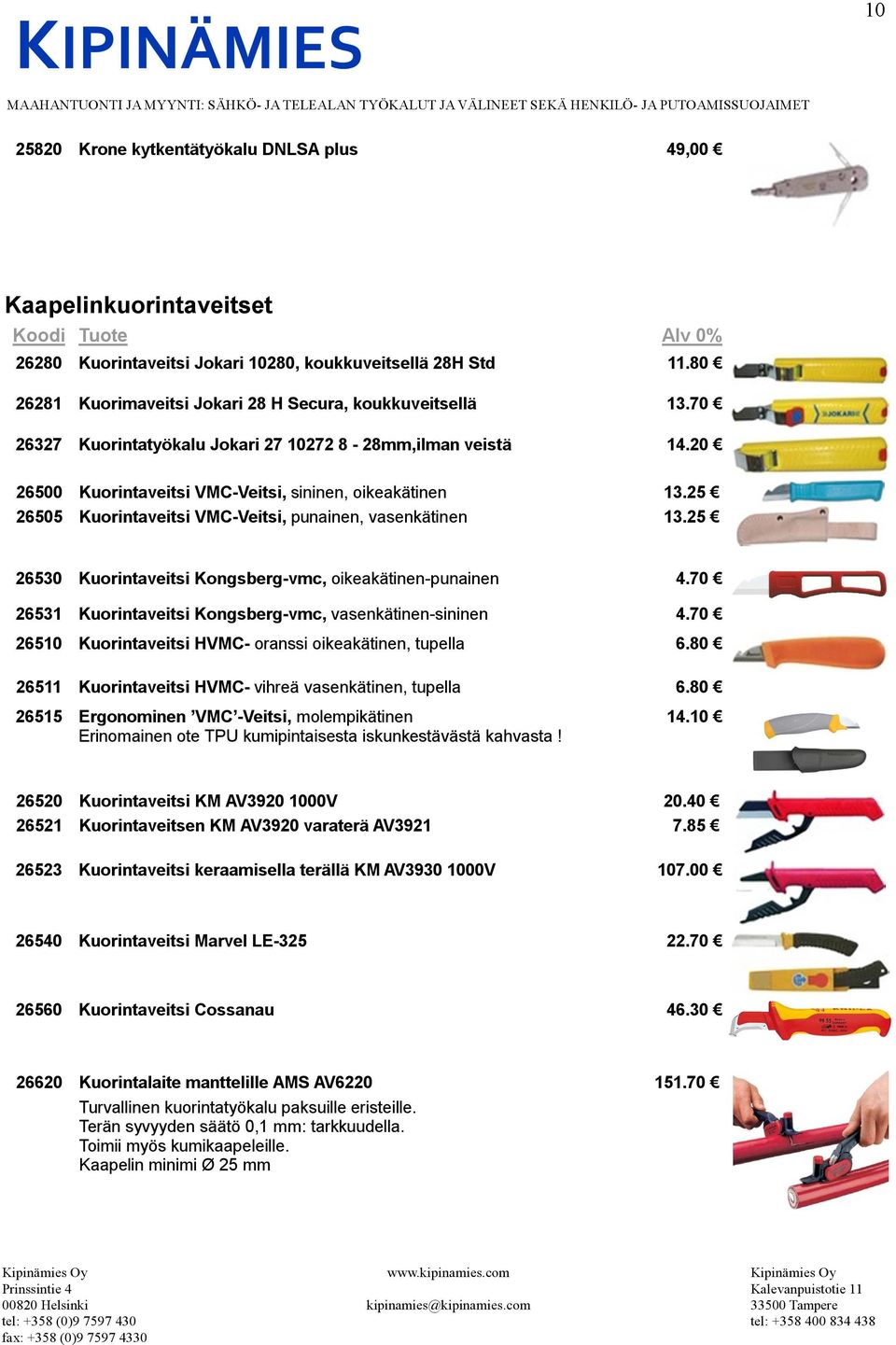 25 26530 Kuorintaveitsi Kongsberg-vmc, oikeakätinen-punainen 4.70 26531 Kuorintaveitsi Kongsberg-vmc, vasenkätinen-sininen 4.70 26510 Kuorintaveitsi HVMC- oranssi oikeakätinen, tupella 6.