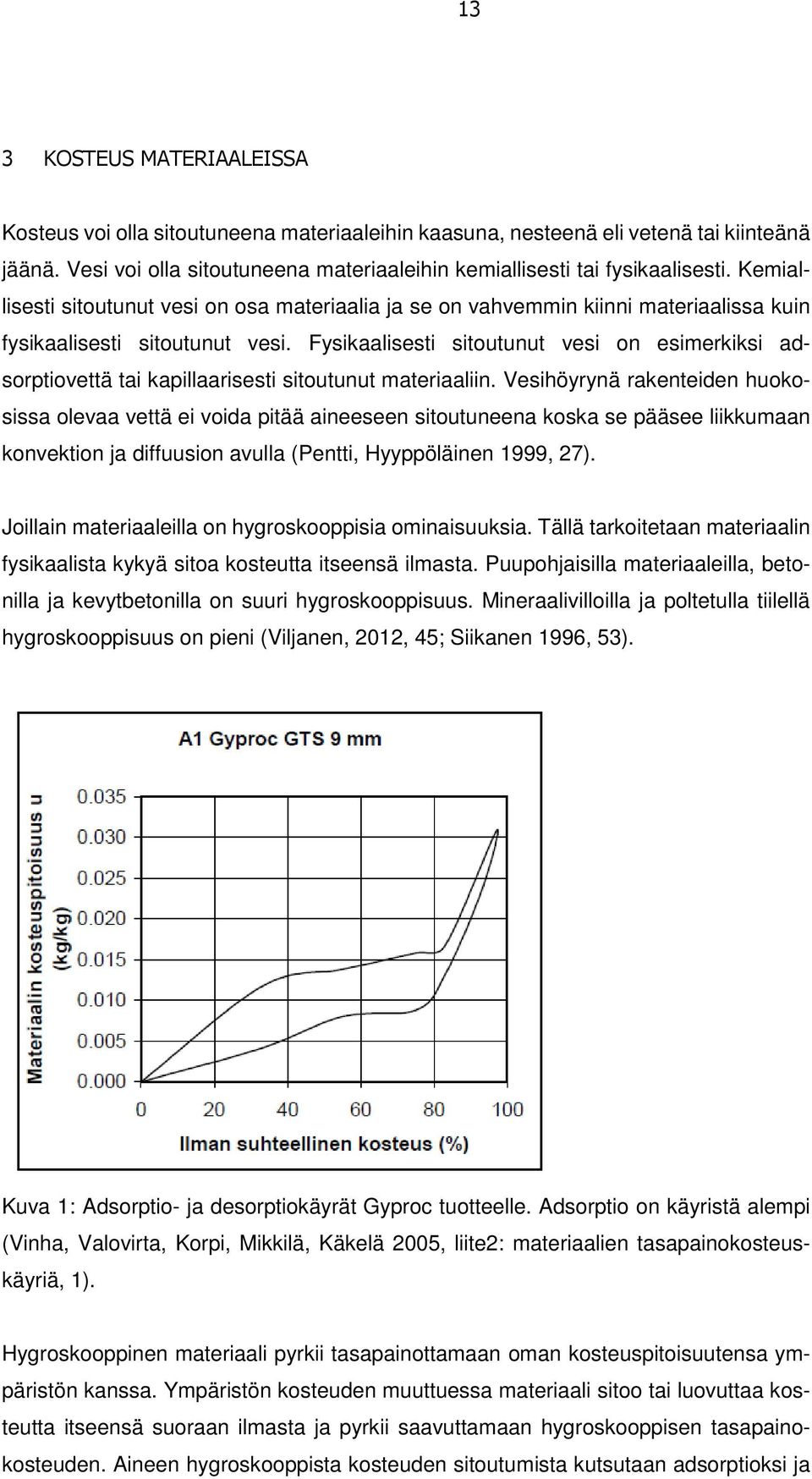 Fysikaalisesti sitoutunut vesi on esimerkiksi adsorptiovettä tai kapillaarisesti sitoutunut materiaaliin.