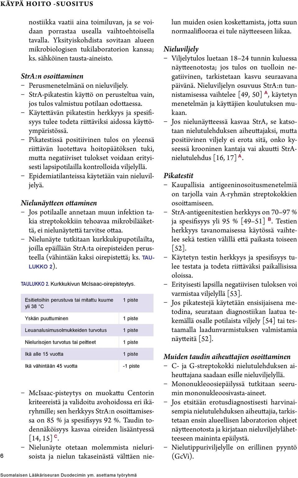 Käytettävän pikatestin herkkyys ja spesifisyys tulee todeta riittäviksi aidossa käyttöympäristössä.