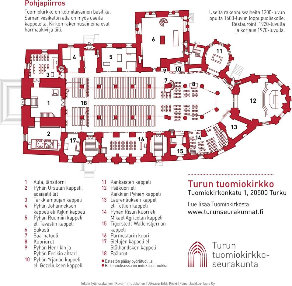 4 5 11 3 9 7 10 8 1 18 12 2 17 16 14 13 15 1 Aula, länsitorni 2 Pyhän Ursulan kappeli, sosiaalitilat 3 Tarkk ampujan kappeli 4 Pyhän Johanneksen kappeli eli Kijkin kappeli 5 Pyhän Ruumiin kappeli eli