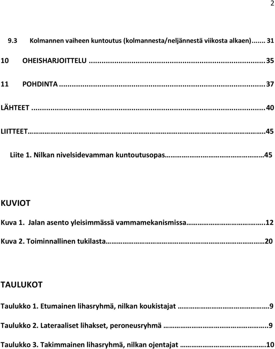 Jalan asento yleisimmässä vammamekanismissa...12 Kuva 2. Toiminnallinen tukilasta. 20 TAULUKOT Taulukko 1.