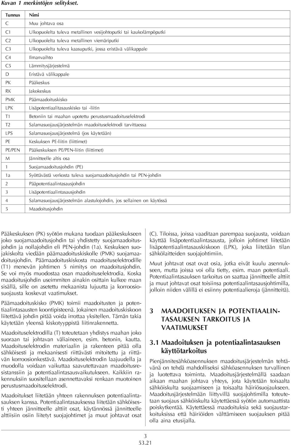 välikappale C4 Ilmanvaihto C5 Lämmitysjärjestelmä D Eristävä välikappale PK Pääkeskus RK Jakokeskus PMK Päämaadoituskisko LPK Lisäpotentiaalitasauskisko tai -liitin T1 Betoniin tai maahan upotettu