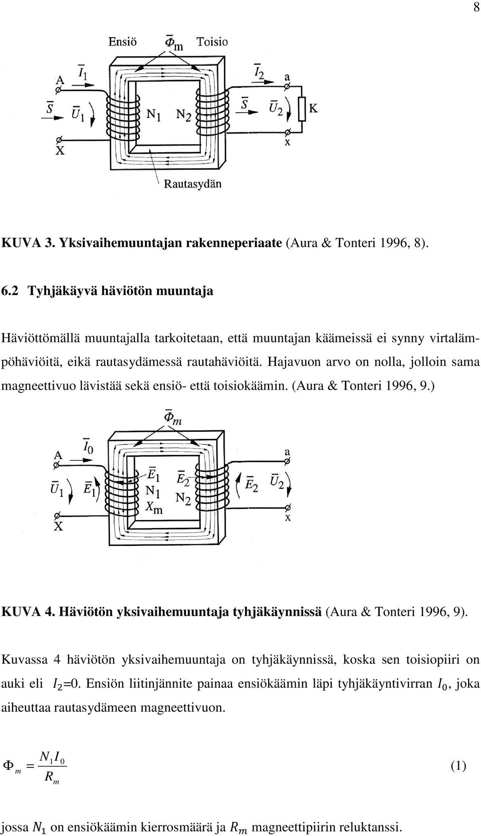 Hajavuon arvo on nolla, jolloin sama magneettivuo lävistää sekä ensiö- että toisiokäämin. (Aura & Tonteri 1996, 9.) KUVA 4.