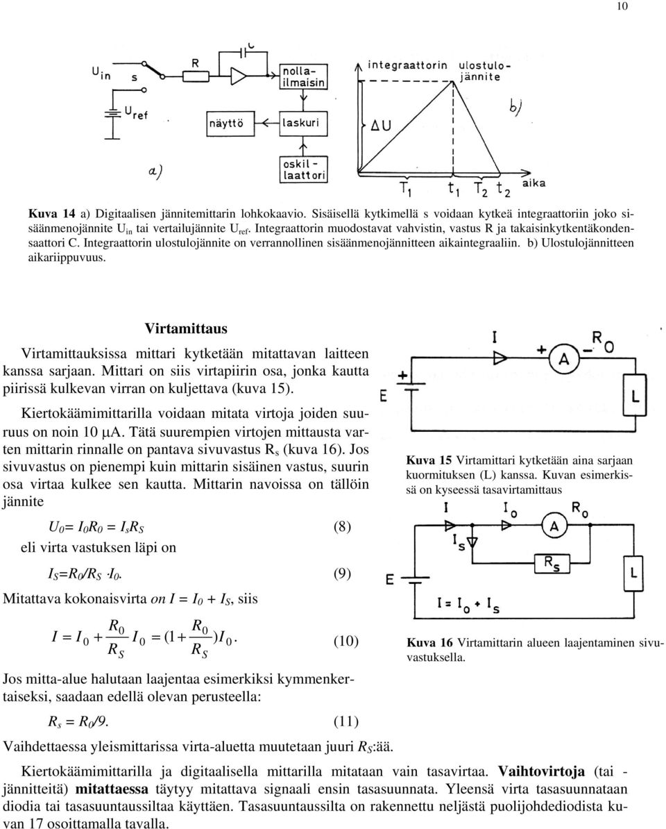 b) Ulostulojännitteen aikariippuvuus. Virtamittaus Virtamittauksissa mittari kytketään mitattavan laitteen kanssa sarjaan.