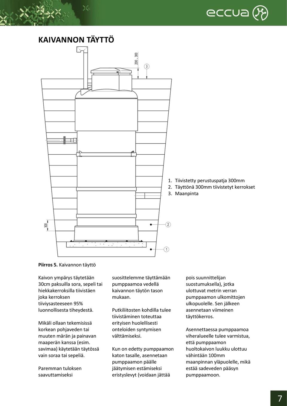 Mikäli ollaan tekemisissä korkean pohjaveden tai muuten märän ja painavan maaperän kanssa (esim. savimaa) käytetään täytössä vain soraa tai sepeliä.